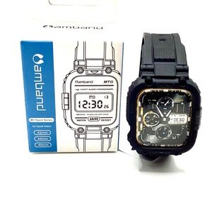 amBand M1 Sport Series for Apple iWatch Case 42mm/44mm/45mm  W/TPU Band Black